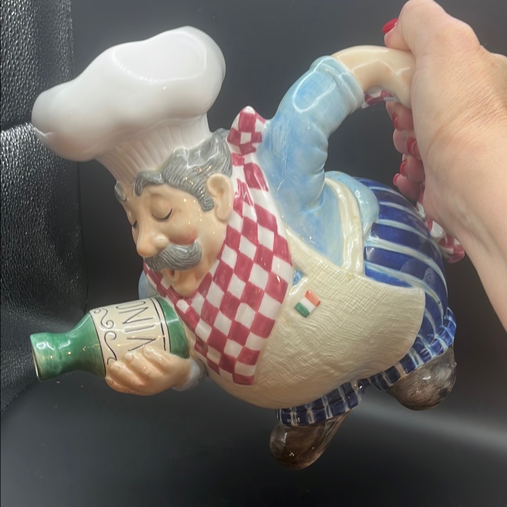 Chef Ceramic Pitcher with Red Checkered Scarf - Picture 10 of 10